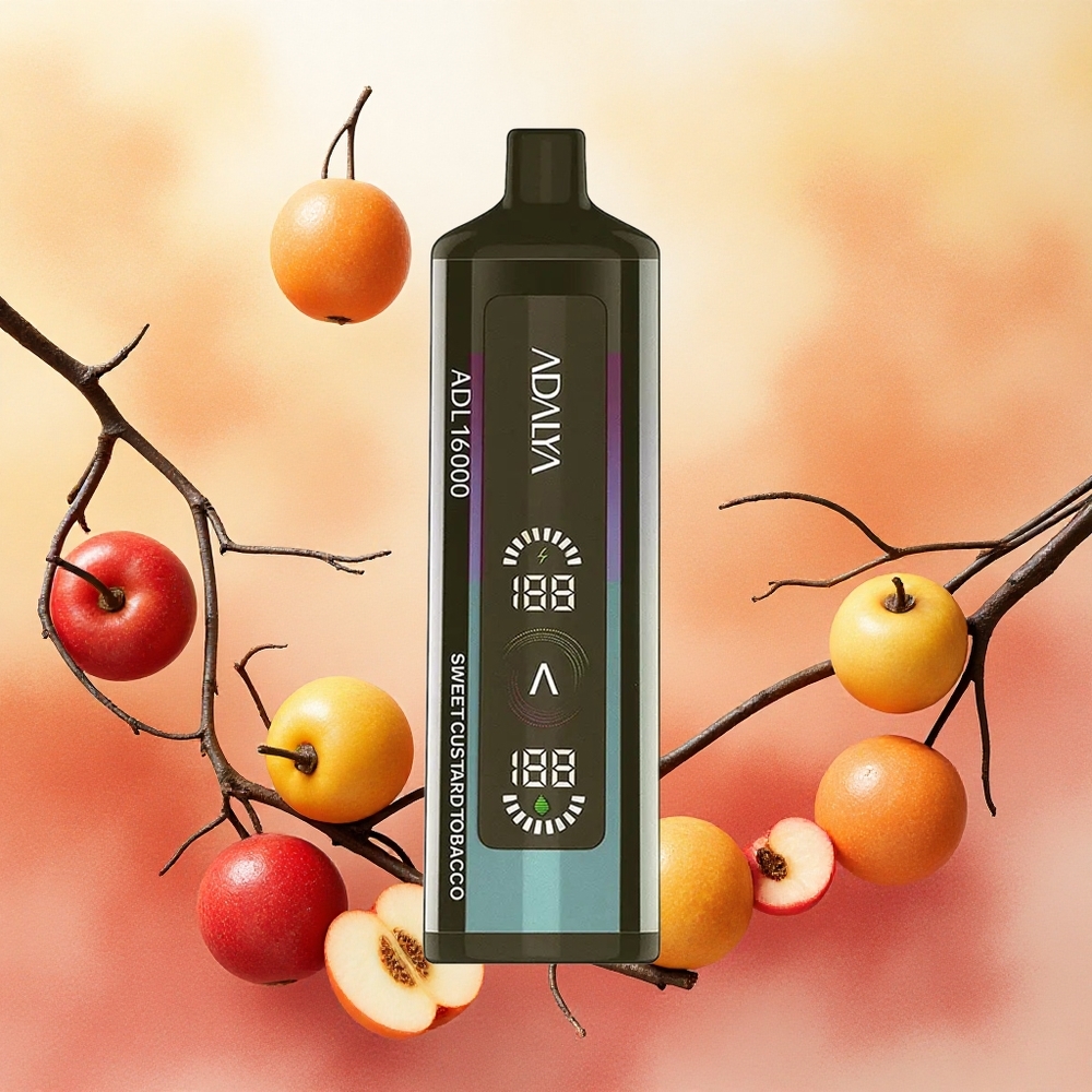 Adalya ADL 16000 PRO Puffs Vape Descartável Doce Creme de Tabaco com Tela Digital e Recarregável USB-C - Atacado Brasileiro