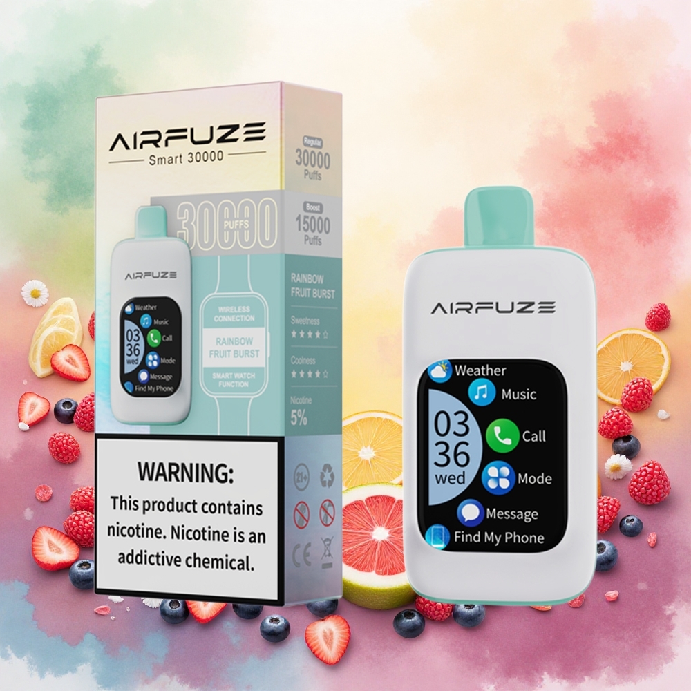 AirFuze Smart 30000 Puffs Disposable Vape Explosão de Frutas Arco-Íris com Tela TFT 201\ 5 Nicotina - atacado brasileiro