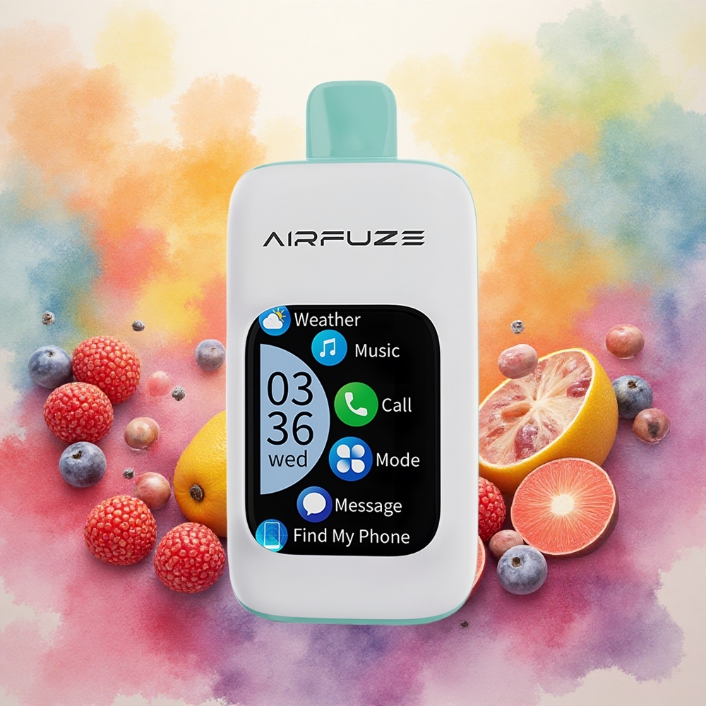 AirFuze Smart 30000 Puffs Vape Descartável Explosão de Frutas Arco-Íris com Tela TFT 201 e Bateria 900mAh - Atacado Brasileiro