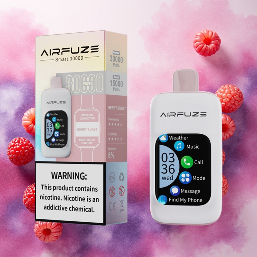 AirFuze Smart 30000 Puffs Vape Descartável Explosão de Frutas Vermelhas com Tela TFT 201\ e Bateria 900mAh - Atacado Brasileiro