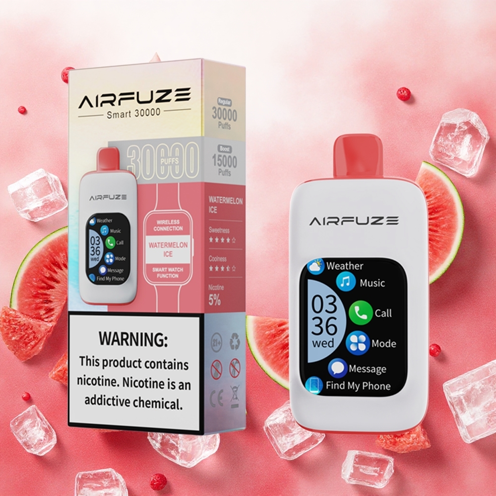 AirFuze Smart 30000 Puffs Vape Descartável Melancia Gelo com Tela TFT 201\ e Tipo-C atacado brasileiro