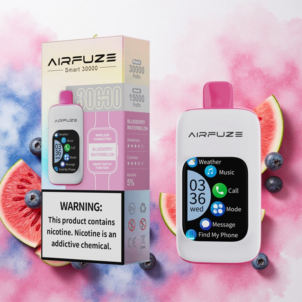 AirFuze Smart 30000 Puffs Vape Descartável Mirtilo Melancia com Tela TFT 201\ e Bateria 900mAh atacado brasileiro