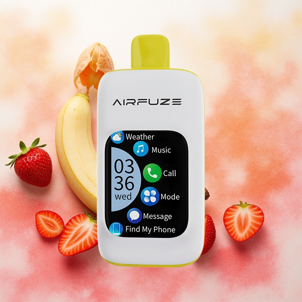 AirFuze Smart 30000 Puffs Vape Descartável Morango Banana com Tela TFT 201 e Tipo-C atacado brasileiro