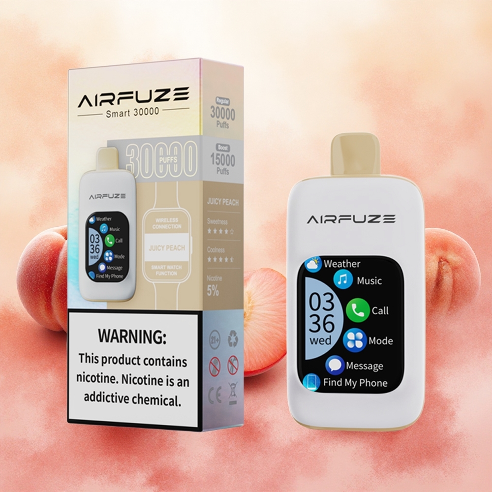 AirFuze Smart 30000 Puffs Vape Descartável Pêssego Suculento com Tela TFT 201\ e Bateria 900mAh atacado brasileiro