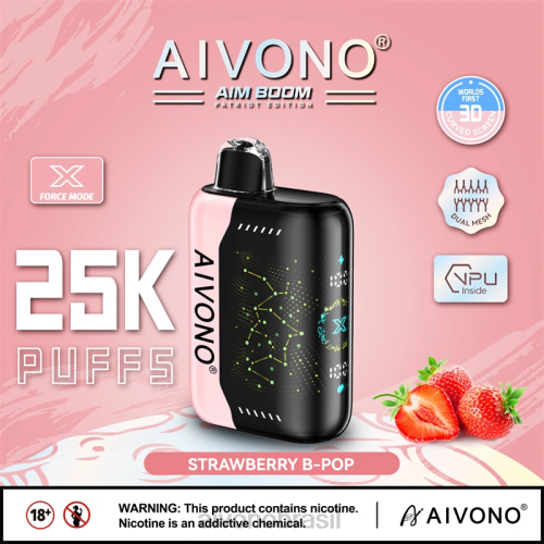 Aivono AIM BOOM 25000 b-pop de morango 086J352 - Vape Aivono Brasil