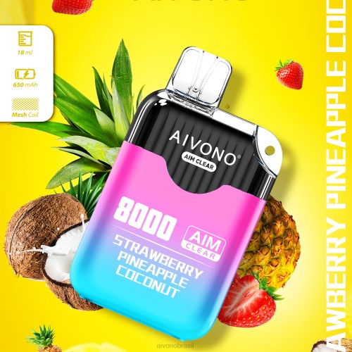 Aivono AIM CLEAR 8000 morango abacaxi coco 086J207 - Aivono Vape Brasil