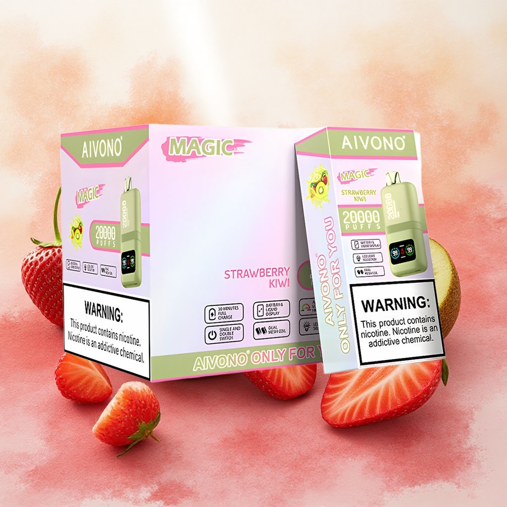 Aivono AIM MAGIC 20000 Puffs Vape Descartável Morango-Kiwi 26ml Recarregável Type-C atacado brasileiro