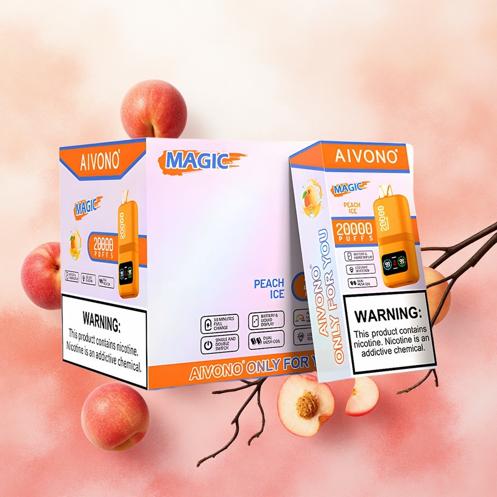 Aivono AIM MAGIC 20000 Puffs Vape Pêssego Gelo 26ml Recarregável Tipo-C atacado brasileiro