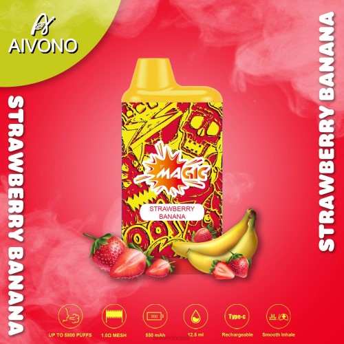 Aivono AIM MAGIC cigarro de caixa de 5800 bocas banana morango 086J93 - Aivono Vape