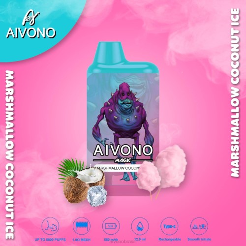 Aivono AIM MAGIC cigarro de caixa de 5800 bocas gelo de coco com marshmallow 086J95 - Aivono Vape Brasil
