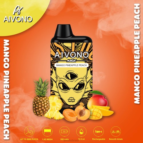 Aivono AIM MAGIC cigarro de caixa de 5800 bocas manga abacaxi pêssego 086J88 - Vape Aivono Brasil
