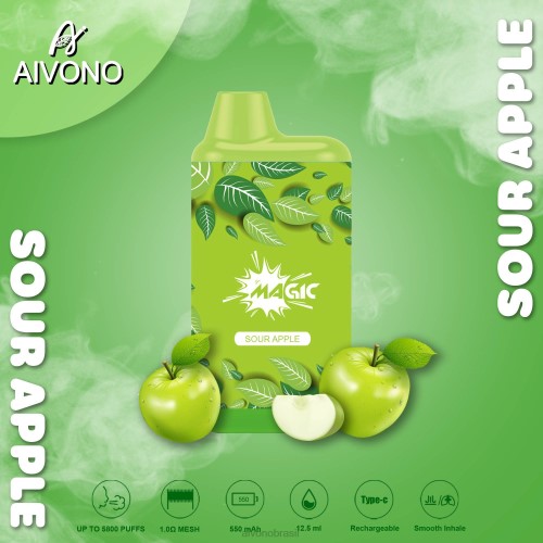Aivono AIM MAGIC cigarro de caixa de 5800 bocas maçã azeda 086J87 - Aivono Vape Brasil