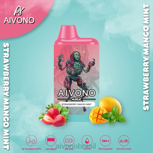 Aivono AIM MAGIC cigarro de caixa de 5800 bocas morango manga hortelã 086J97 - Aivono Vape