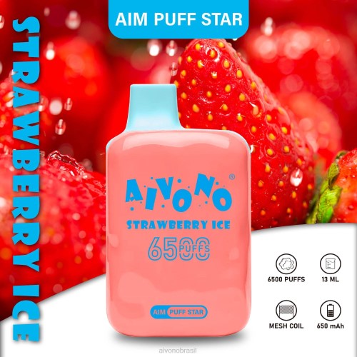 Aivono AIM PUFF STAR 6500 gelo de morango 086J288 - Vape Aivono Brasil