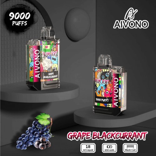 Aivono AIM XXL Adesivo de boca 9000 transparente groselha preta 086J56 - Vape Aivono Brasil