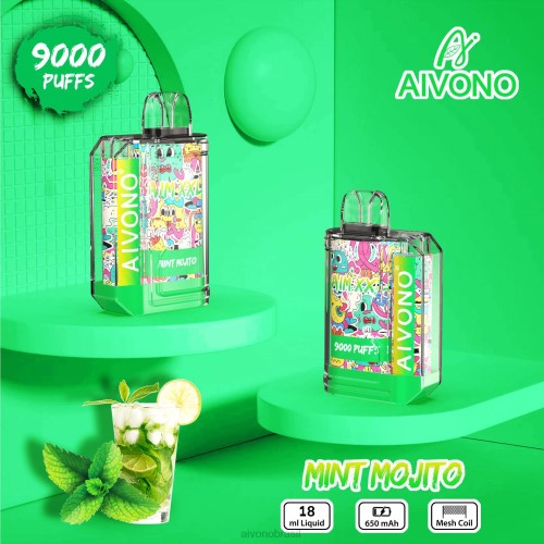 Aivono AIM XXL Adesivo de boca 9000 transparente mojito de menta 086J55 - Aivono Vape Brasil