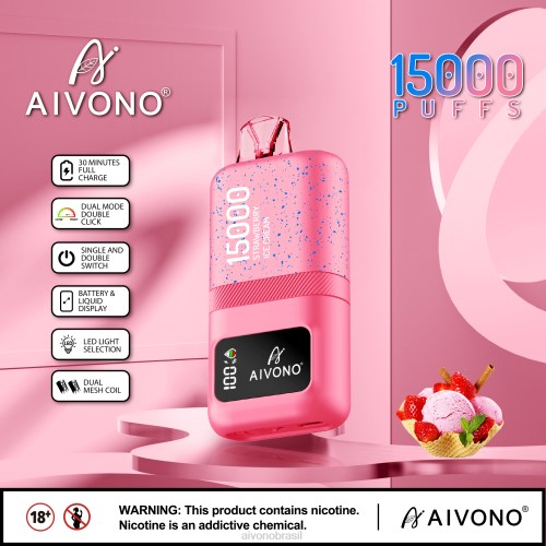 Aivono AIM magic 15000 sorvete de morango 086J66 - Aivono Brasil