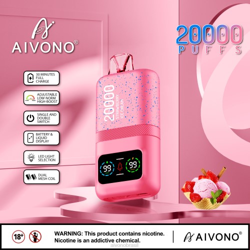 Aivono AIM magic 20000 sorvete de morango 086J80 - Vape Aivono Brasil