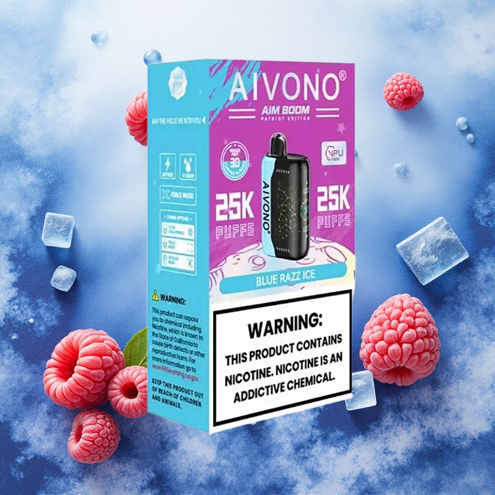 Aivono Aim Boom 25000 Puffs 28ml Capacidade de Líquido Tipo-C Carregamento Blue Framboesa Gelo atacado brasileiro
