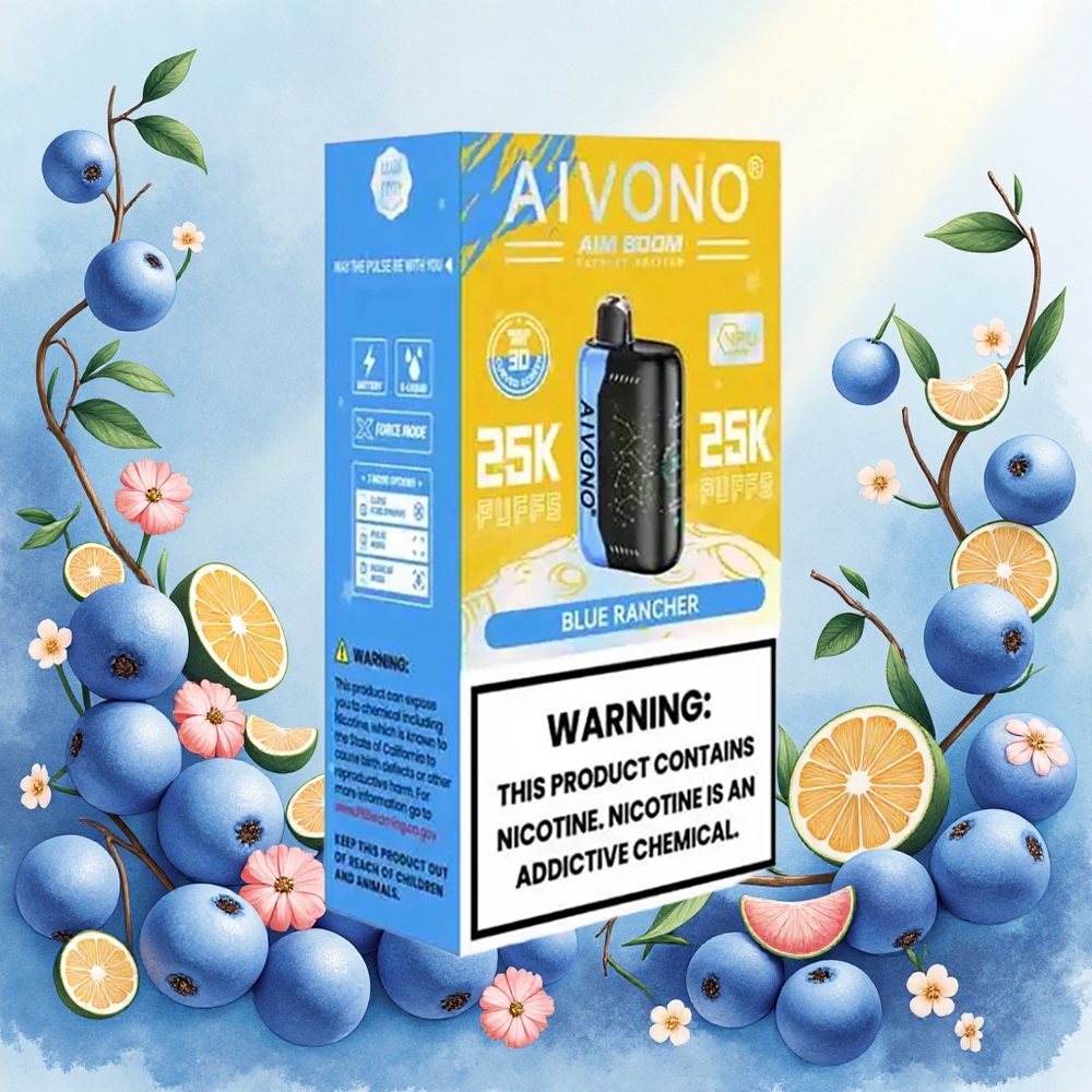 Aivono Aim Boom 25000 Puffs Descartável Vape Blue Rancher Atacado Brasileiro