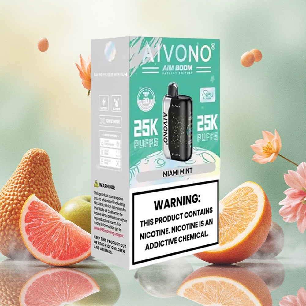 Aivono Aim Boom 25000 Puffs Vape Descarga Única Miami Menta 28ml Tipo-C atacado brasileiro