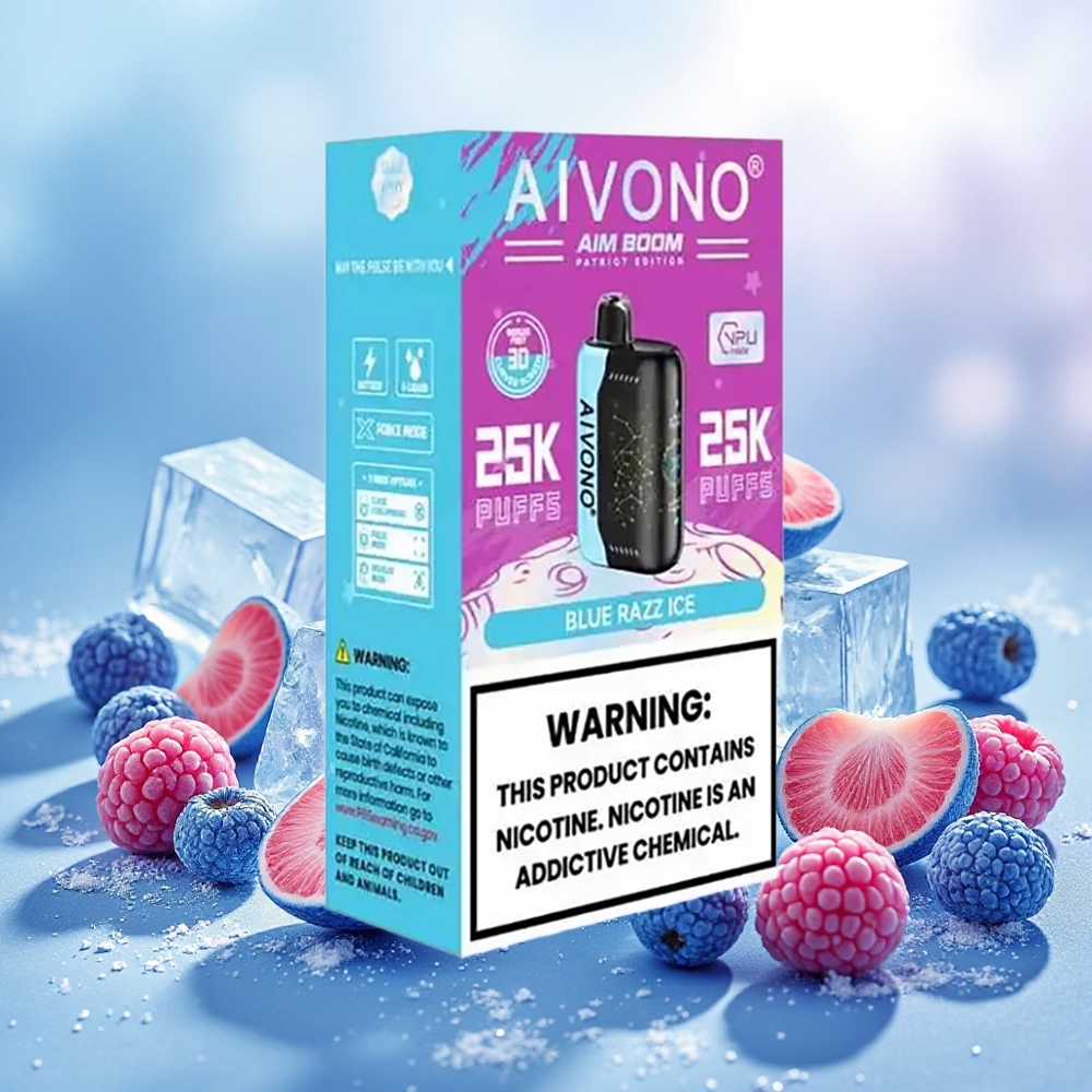 Aivono Aim Boom 25000 Puffs Vape Descartável Blue Framboesa Gelo atacado brasileiro