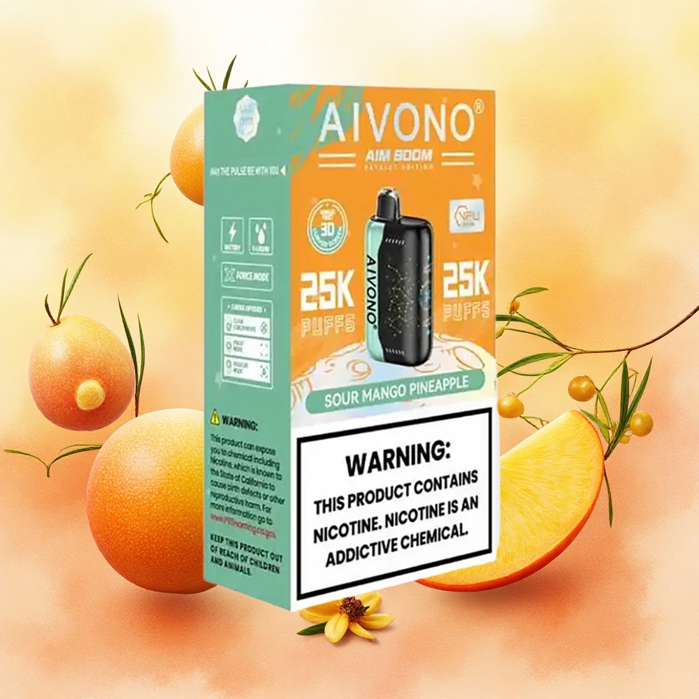 Aivono Aim Boom 25000 Puffs Vape Descartável Manga Azeda Abacaxi 28ml Tipo-C atacado brasileiro