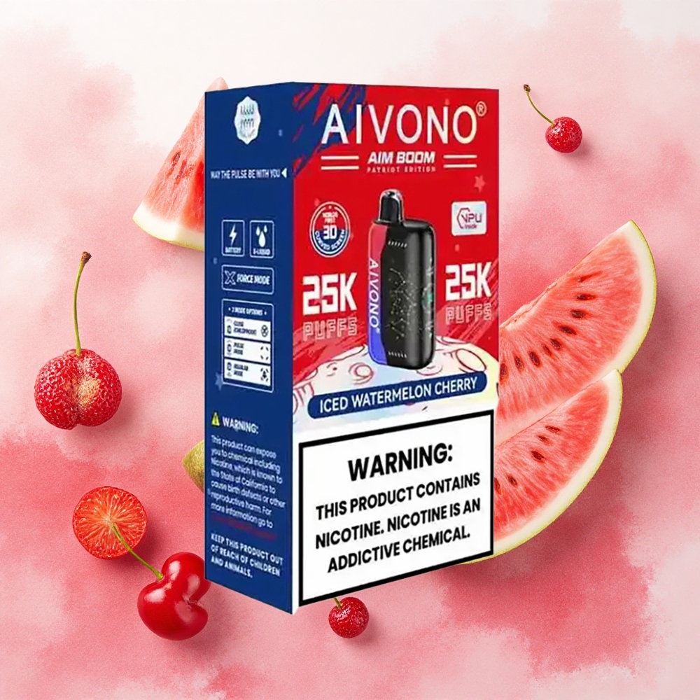Aivono Aim Boom 25000 Puffs Vape Descartável Melancia Cereja Gelo 28ml 650mAh atacado brasileiro