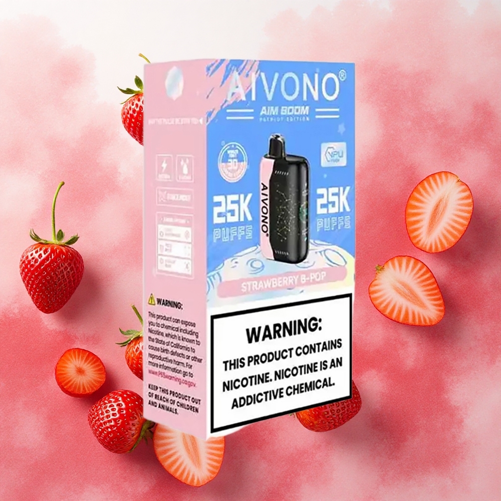 Aivono Aim Boom 25000 Puffs Vape Descartável Morango B Pop 28ml Capacidade Tipo-C atacado brasileiro