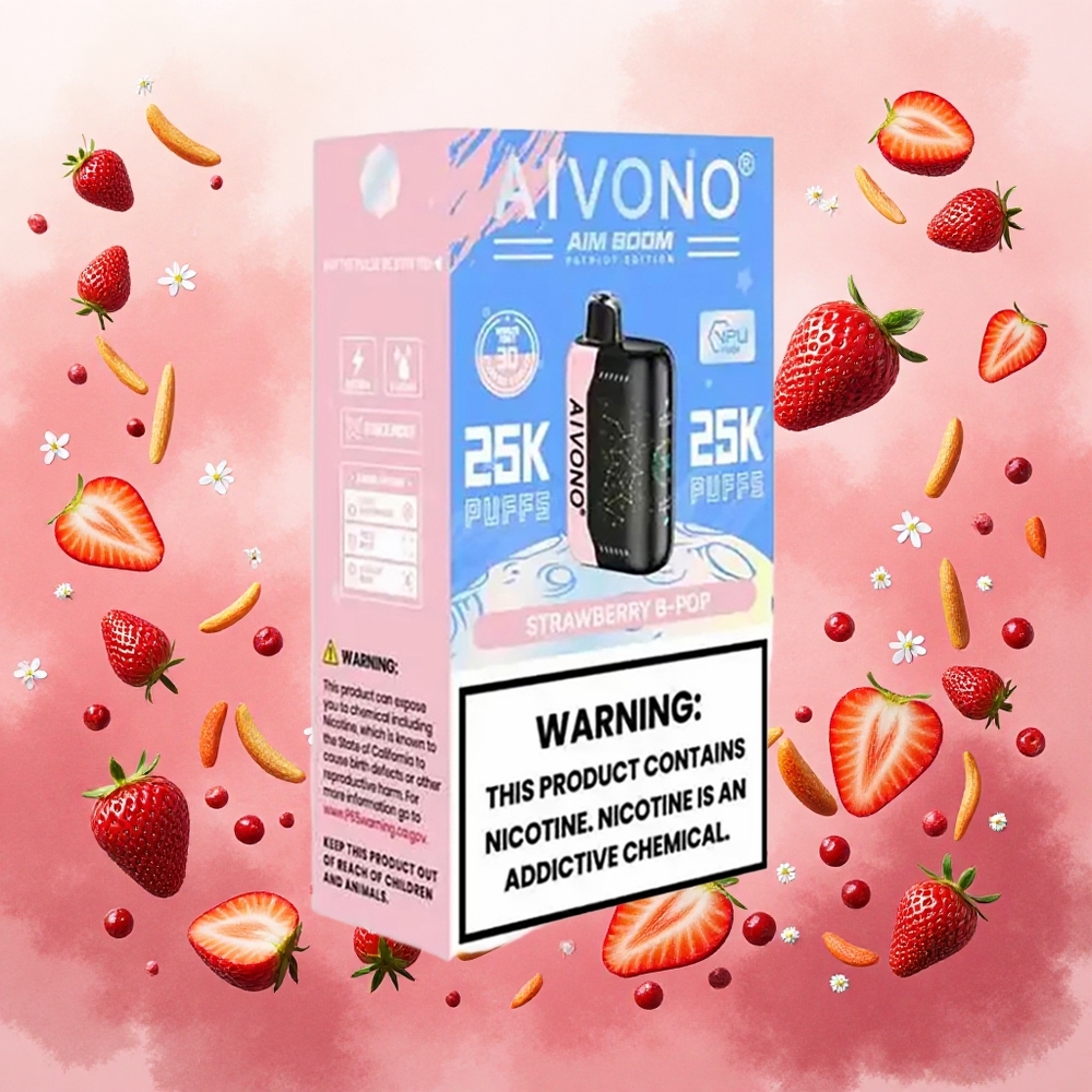 Aivono Aim Boom 25000 Puffs Vape Descartável Morango B Pop atacado brasileiro