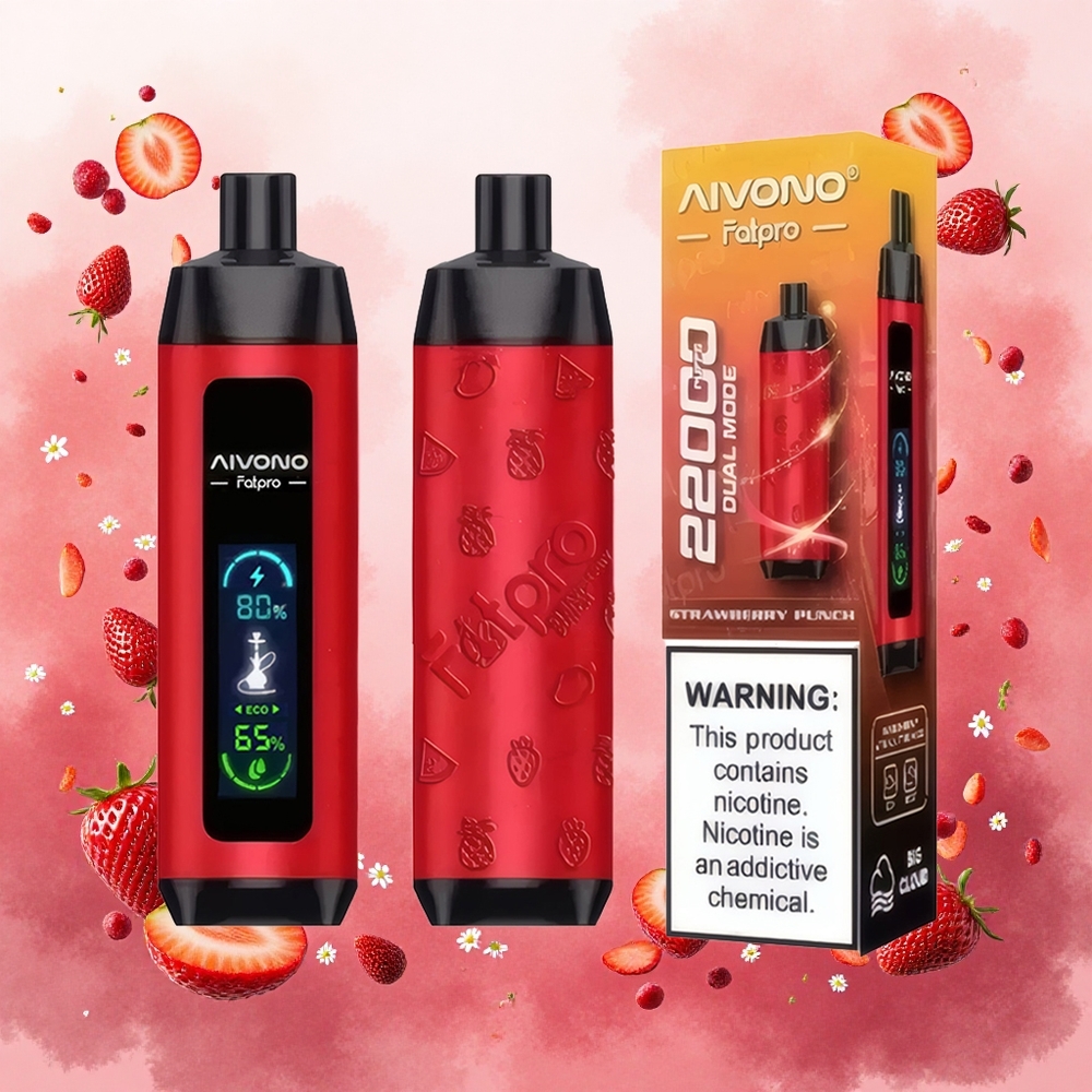Aivono Aim Fatpro 22000 Puffs Rechargeável Sabor Morango Punch atacado brasileiro