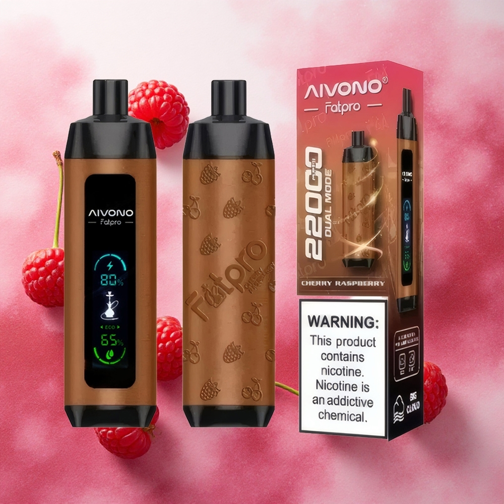 Aivono Aim Fatpro 22000 Puffs Vape Descartável Cereja Framboesa com 28ml e Atacado Brasileiro