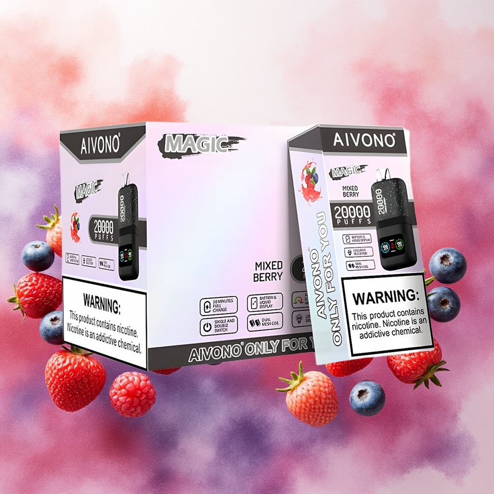 Aivono Aim Magic 20000 Puffs Vape Descartável Frutas Vermelhas Misturadas 26ml LCD atacado brasileiro