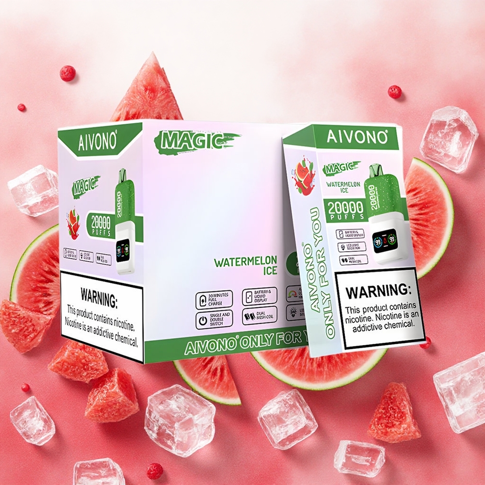 Aivono Aim Magic 20000 Puffs Vaporizador Descartável Melancia Gelo com Bateria 600mAh e Tipo-C Recarregável atacado brasileiro
