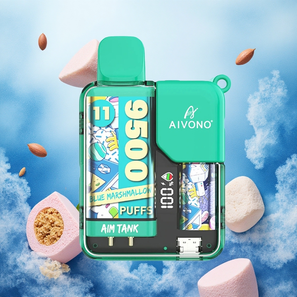 Aivono Aim Tank 9500 Puffs Atacado Brasileiro Vape Descartável Marshmallow Azul com 18ml e Bateria 650mAh