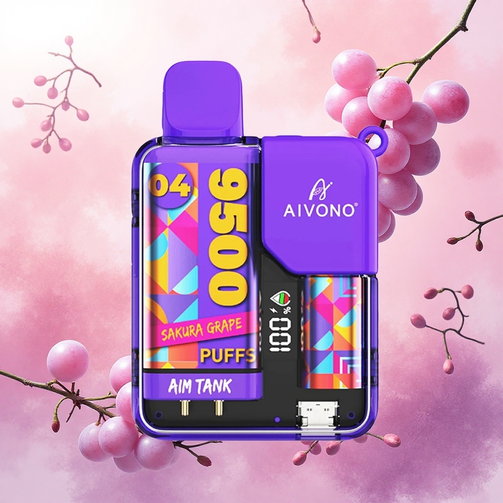 Aivono Aim Tank 9500 Puffs Vape Descartável Cereja Uva atacado brasileiro