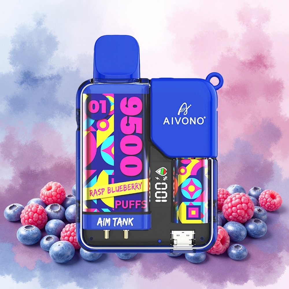 Aivono Aim Tank 9500 Puffs Vape Descartável Framboesa Mirtilo atacado brasileiro
