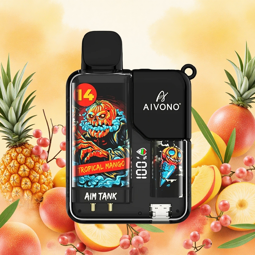 Aivono Aim Tank 9500 Puffs Vape Descartável Manga Tropical 18ml LCD atacado brasileiro