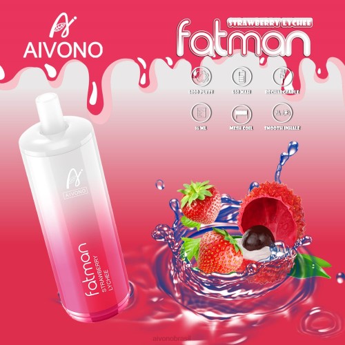 Aivono FATMAN 6800 lichia de morango 086J23 - Aivono Vape Brasil