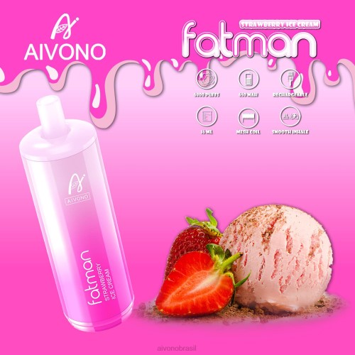 Aivono FATMAN 6800 sorvete de morango 086J21 - Aivono Vape