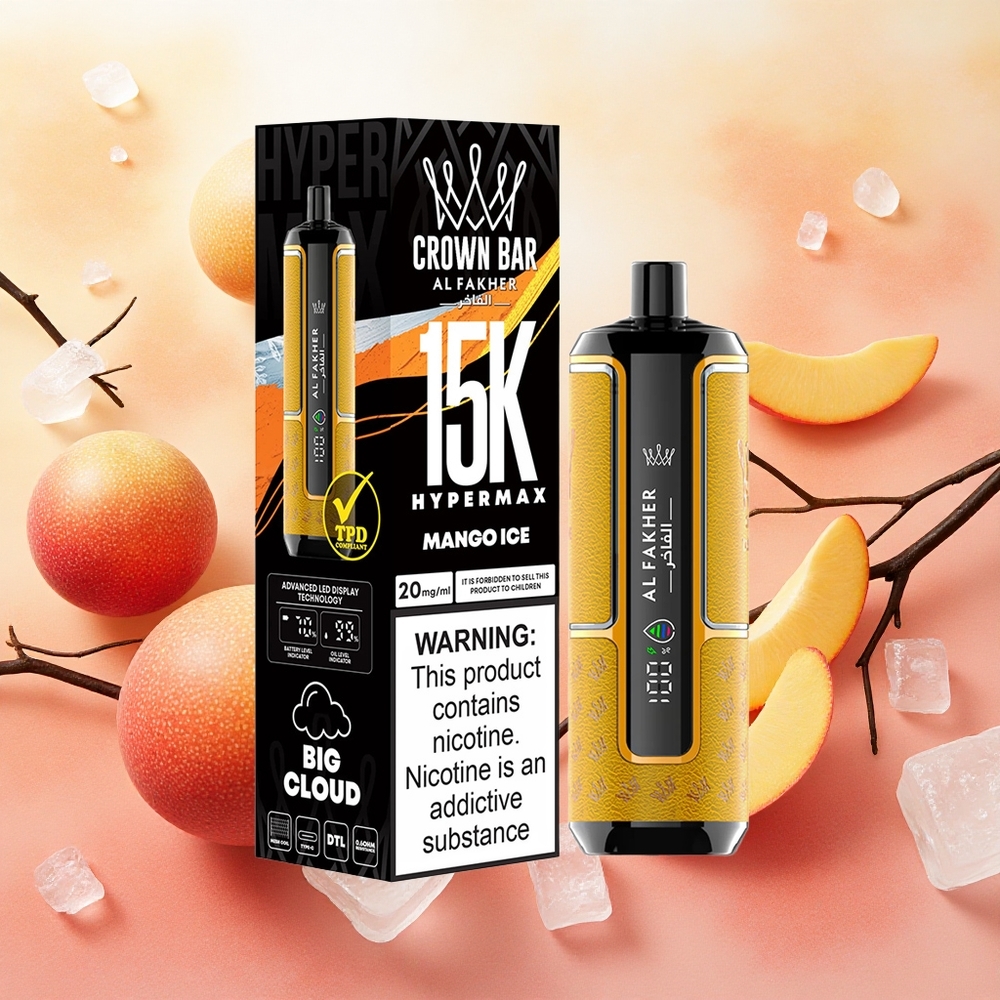 Al Fakher Crown Bar 15K Hypermax Atacado Brasileiro Vape Descartável Kit Manga Gelo – 22ml 15000 Tragadas