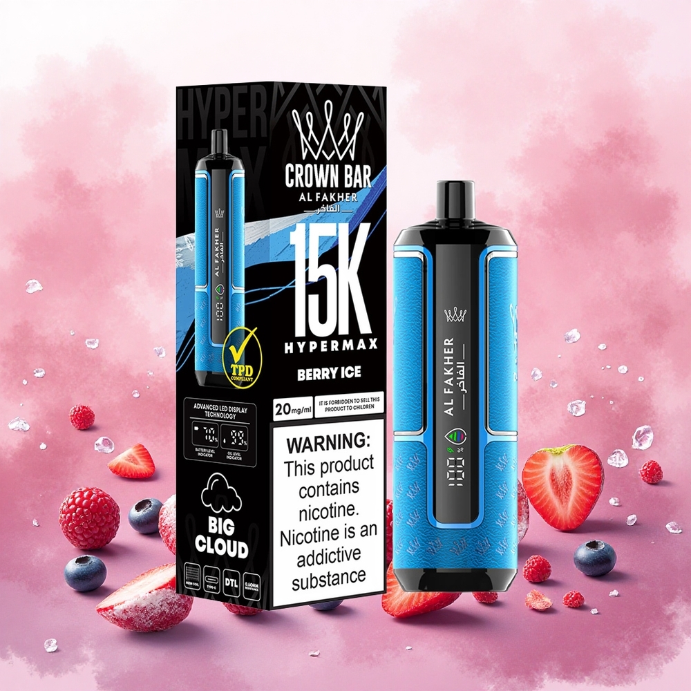 Al Fakher Crown Bar 15K Hypermax Descartável Bagão Gelado atacado brasileiro