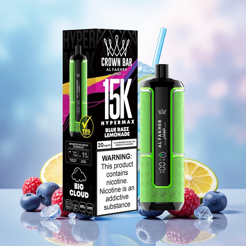 Al Fakher Crown Bar 15K Hypermax Descartável Blueberry Limonada atacado brasileiro