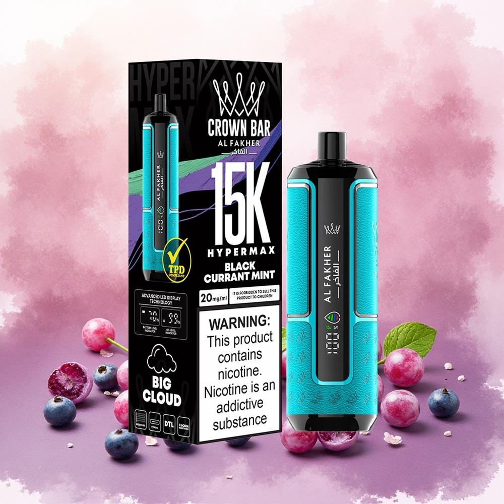 Al Fakher Crown Bar 15K Hypermax Descartável Groselha Hortelã atacado brasileiro