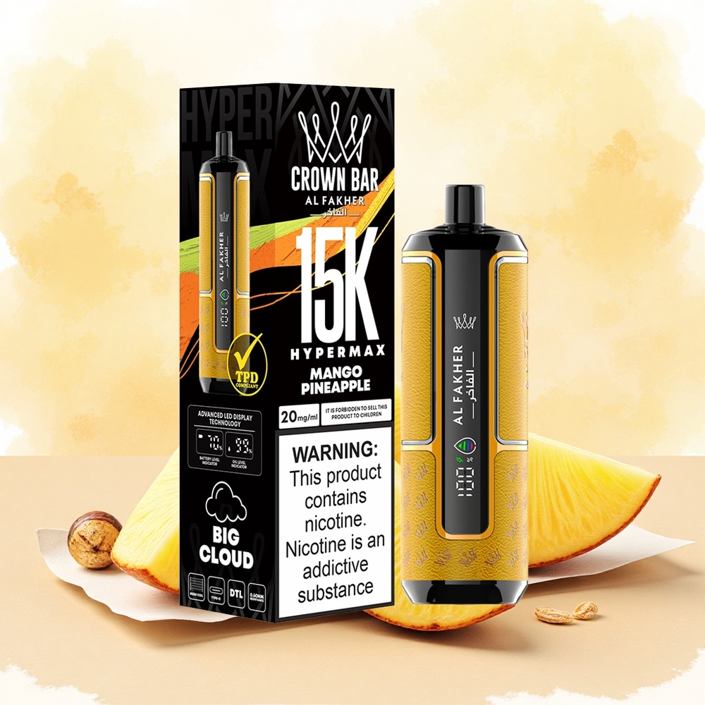 Al Fakher Crown Bar 15K Hypermax Descartável Manga Abacaxi atacado brasileiro