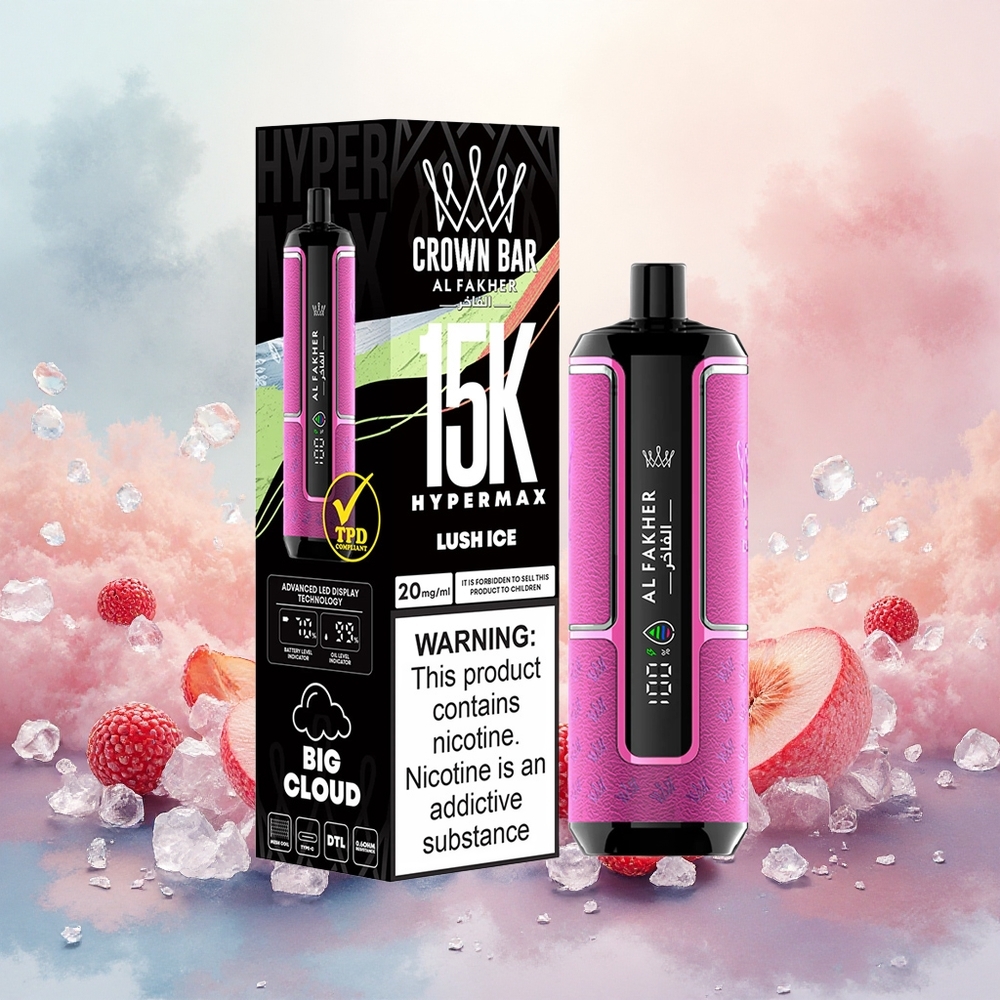 Al Fakher Crown Bar 15K Hypermax Descartável Vape Kit Luch Ice atacado brasileiro