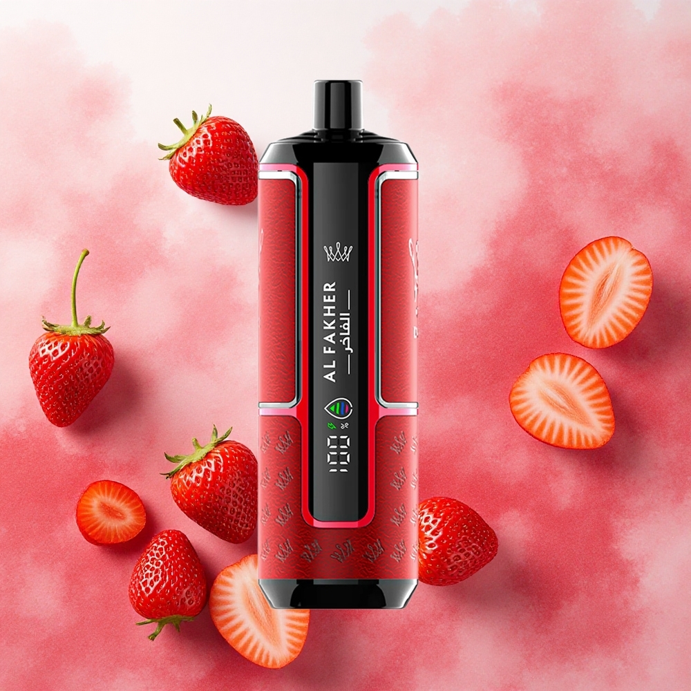 Al Fakher Crown Bar 15K Hypermax Kit Descartável Sabor Morango Punch com 22ml e 15000 Puffs - Atacado Brasileiro