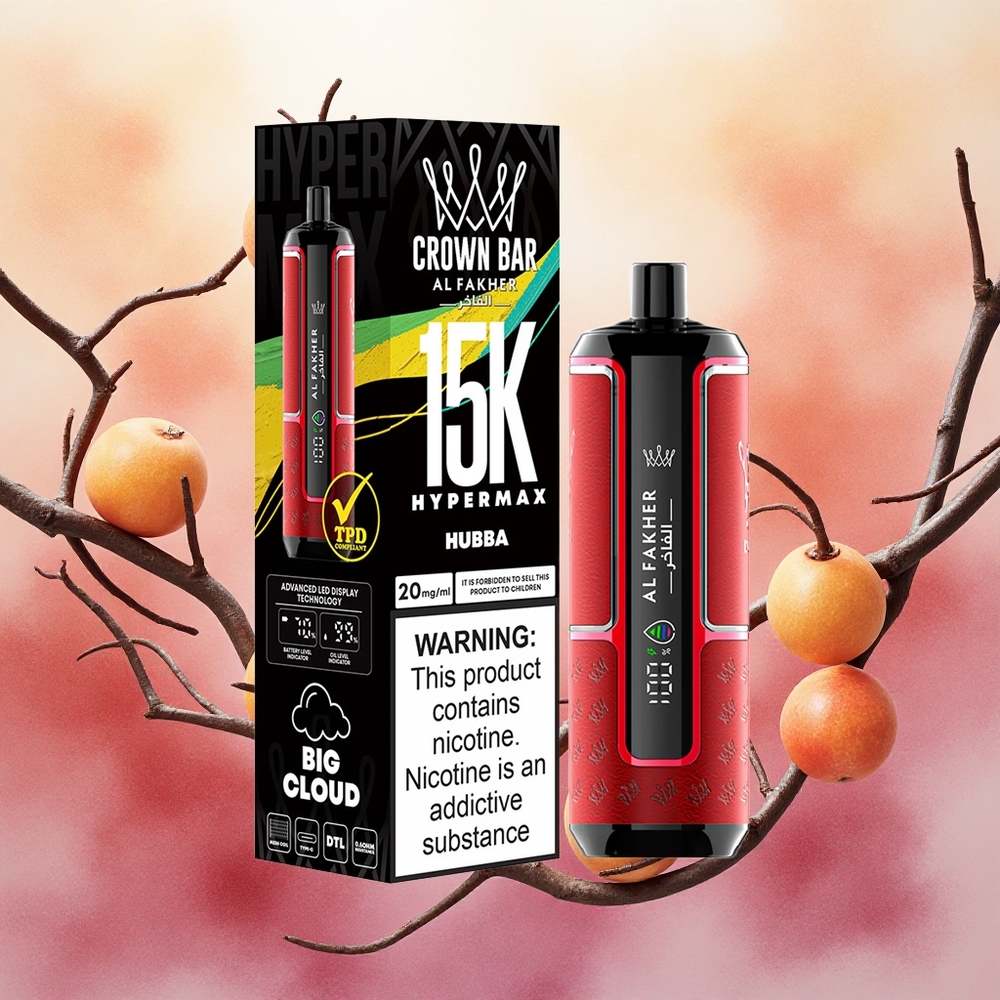 Al Fakher Crown Bar 15K Hypermax Vape Descartável Kit Hubba atacado brasileiro com 22ml e 15000 tragadas