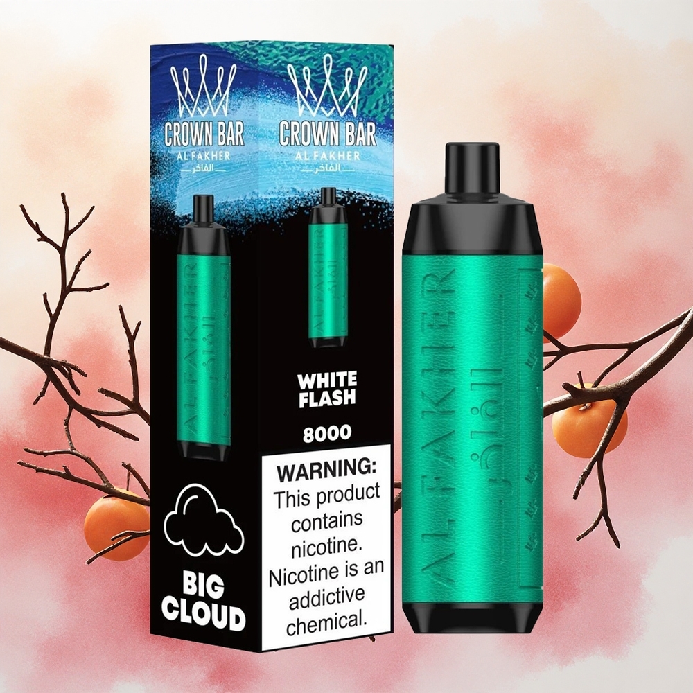 Al Fakher Crown Bar 8000 Cristal Descartável Flash Branco 18ml 8000 Puffs atacado brasileiro