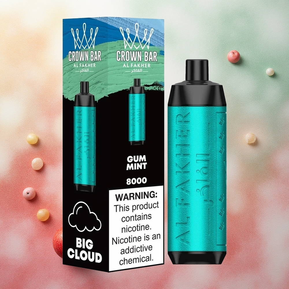 Al Fakher Crown Bar 8000 Cristal Descartável Goma Hortelã 18ml 8000 Puffs atacado brasileiro